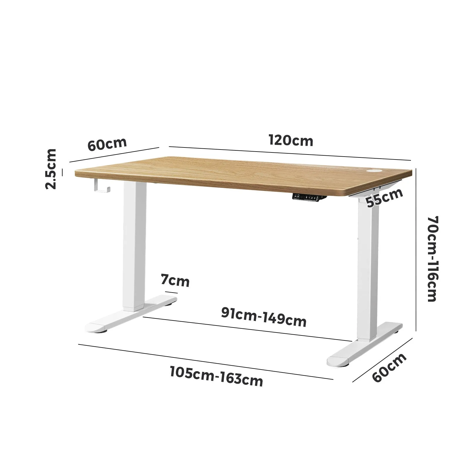 Oikiture Height Adjustable Standing Desk Electric Motorised Sit Stand Up 120cm