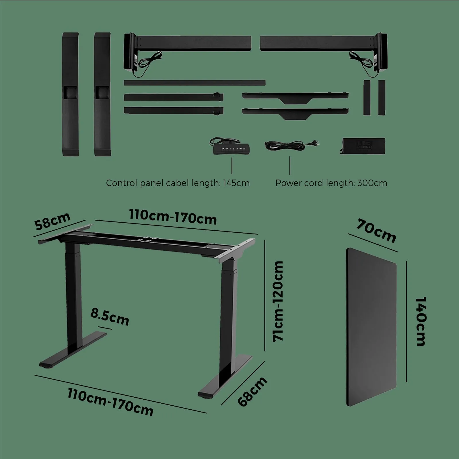 Oikiture Height Adjustable Standing Desk Sit Stand Electric Motorised Office Home