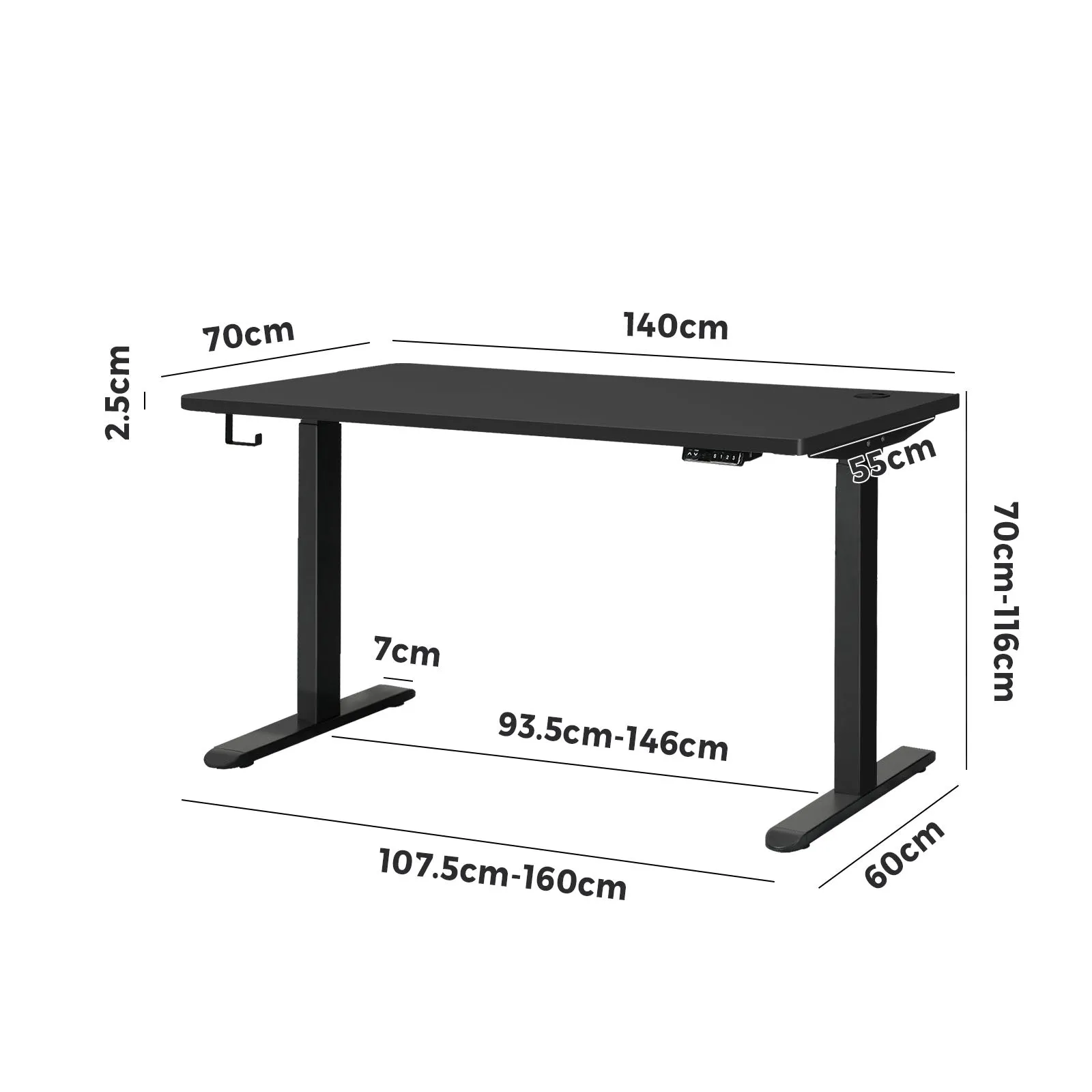 Oikiture Standing Desk Dual Motor Electric Stand Table Height Adjustable 140cm