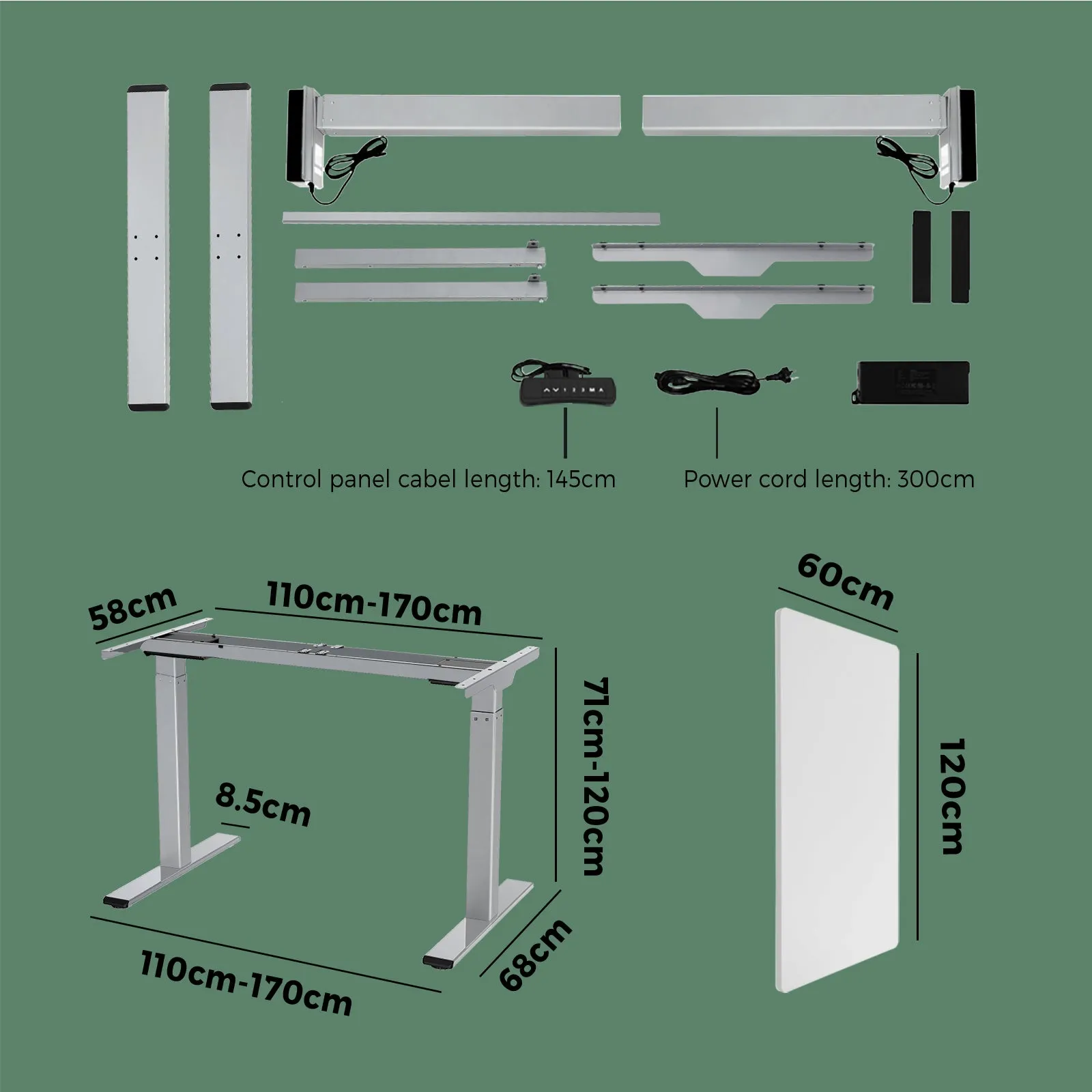 Oikiture Standing Desk Dual Motor Electric Stand Table Height Adjustable White