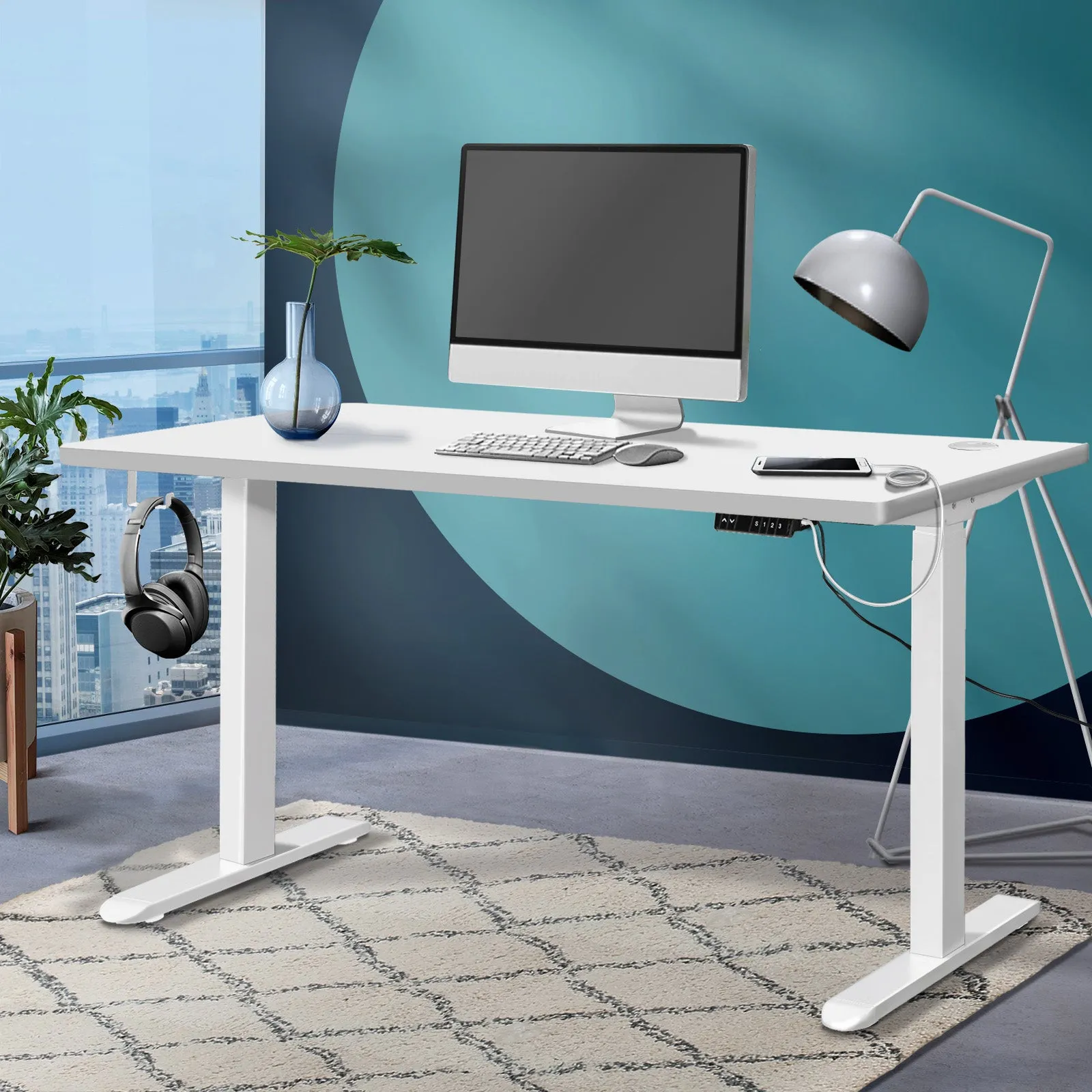 Oikiture Standing Desk Electric Dual Motor Sit Stand Up Height Adjustable 120cm