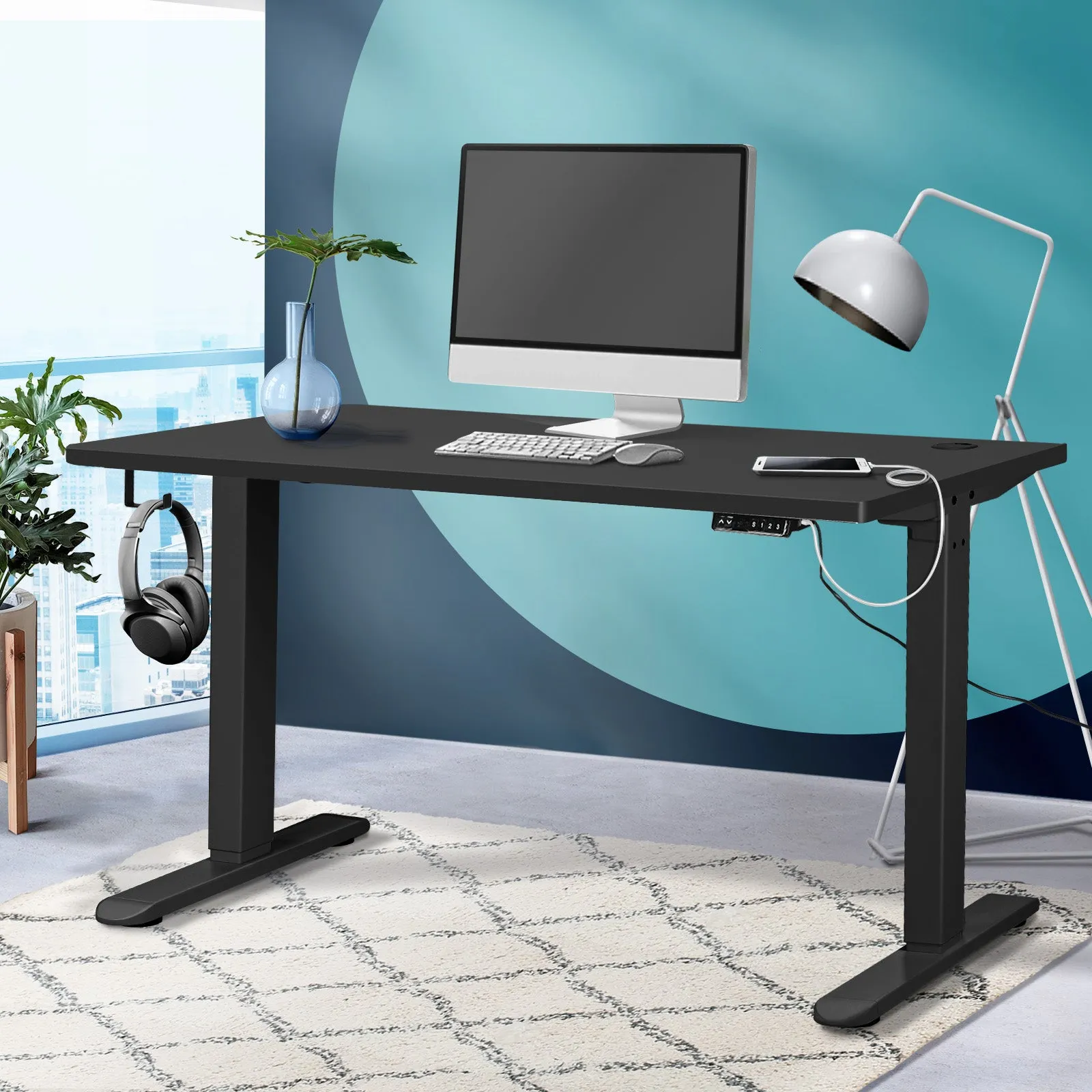 Oikiture Standing Desk Electric Sit Stand Up  Motorised Height Adjustable 120cm