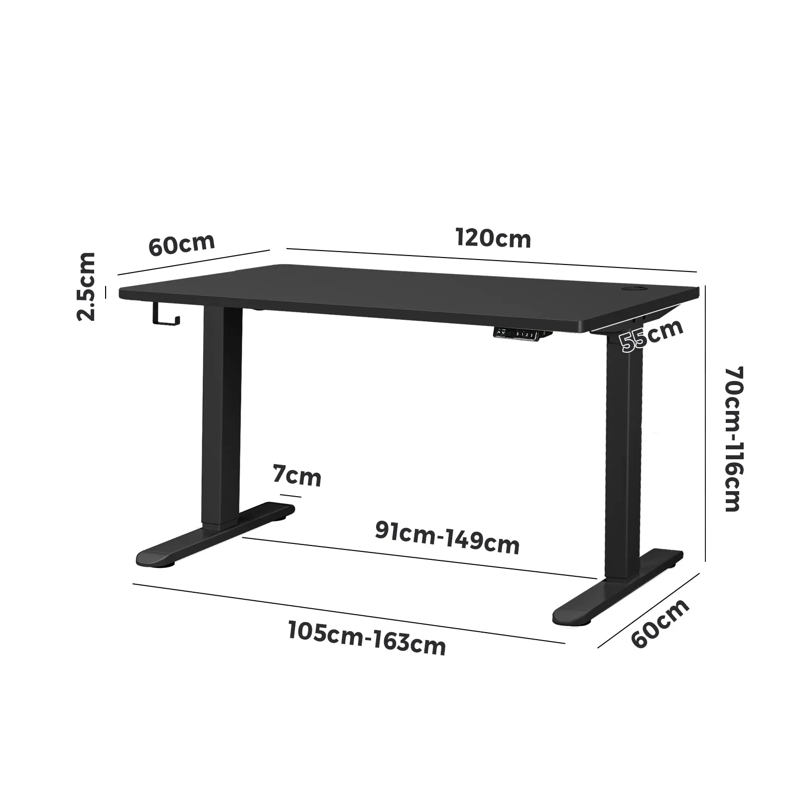 Oikiture Standing Desk Electric Sit Stand Up  Motorised Height Adjustable 120cm