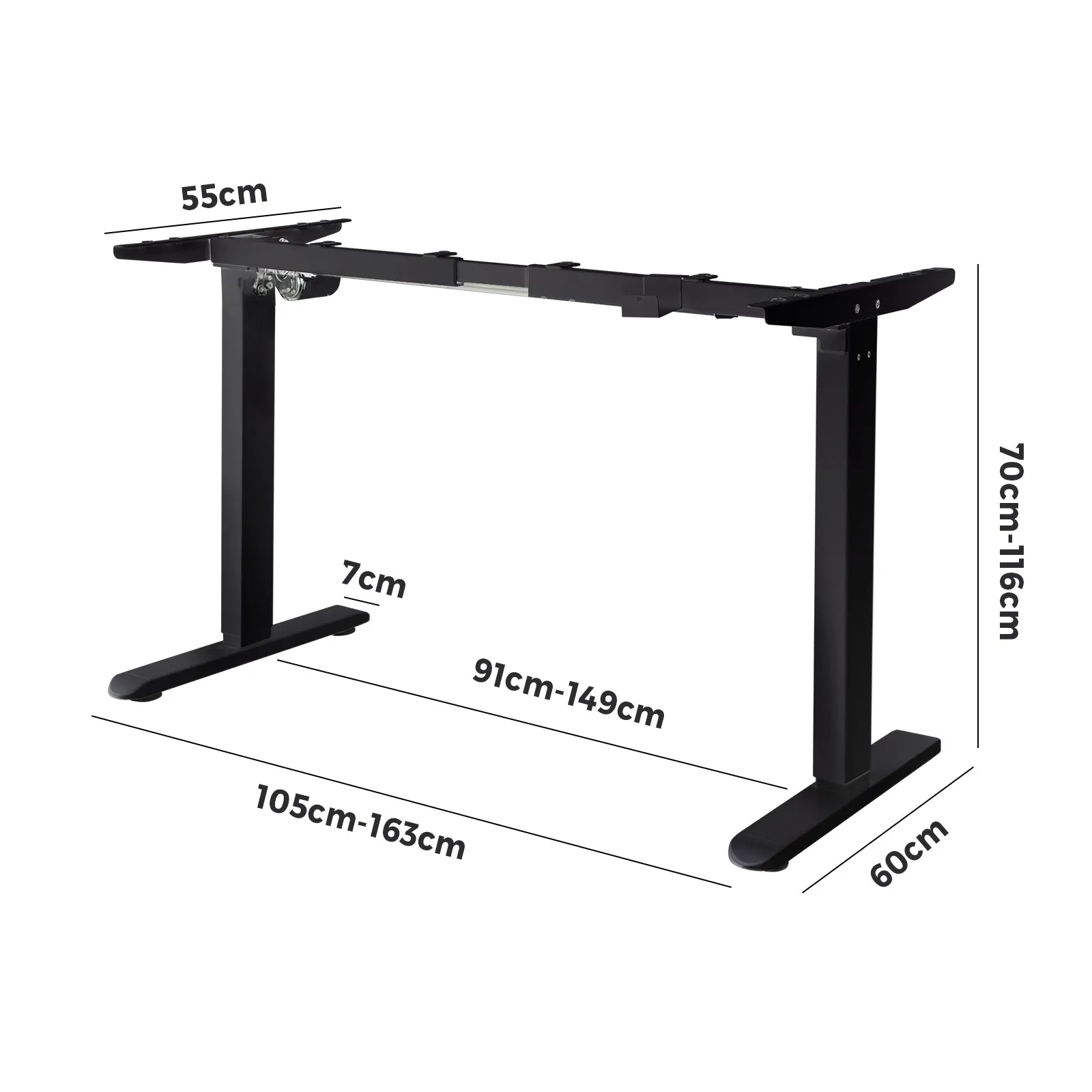 Oikiture Standing Desk Frame Only Height Adjustable Motorised Stand Table Black