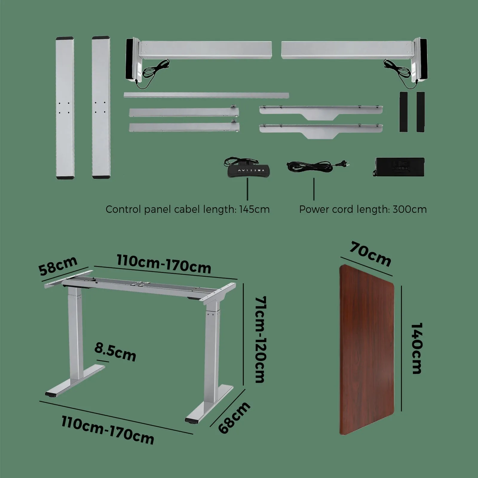 Oikiture Standing Desk Height Adjustable Dual Motor Stand Table Electric Walnut