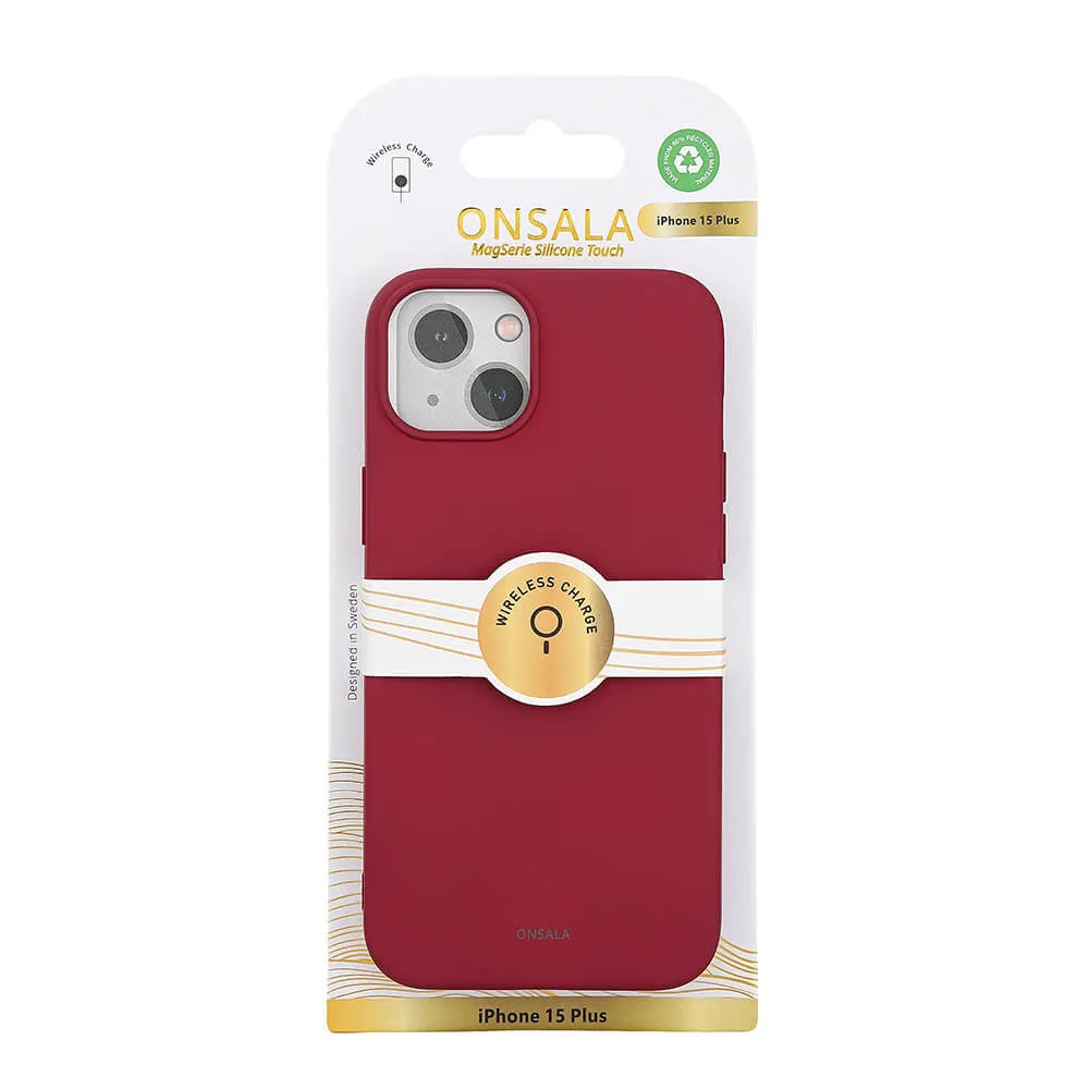 Onsala - iPhone 15 Plus MagSafe Silicone Case Sleeve MagSeries Recycled - Dark Red