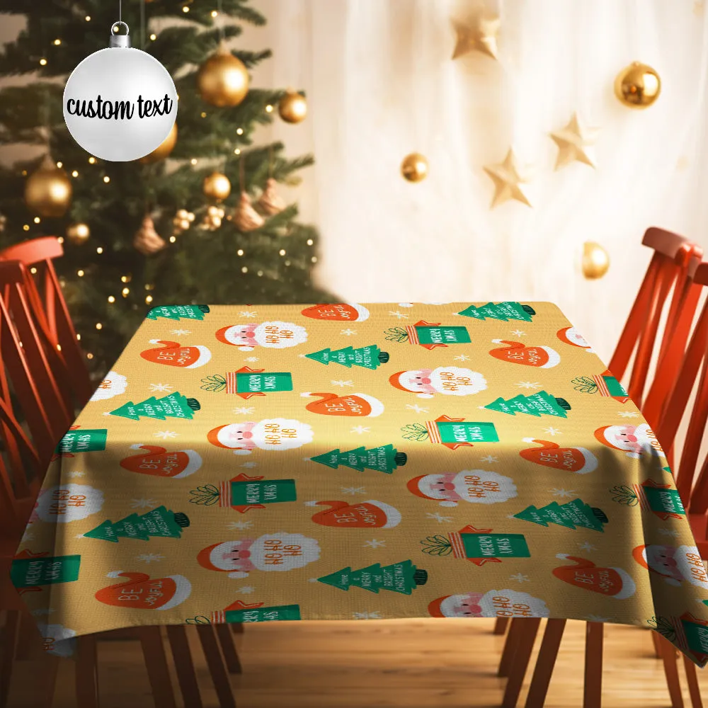 Personalized Text Merry Christmas Tablecloth Custom Washable Table Cover Christmas Gift