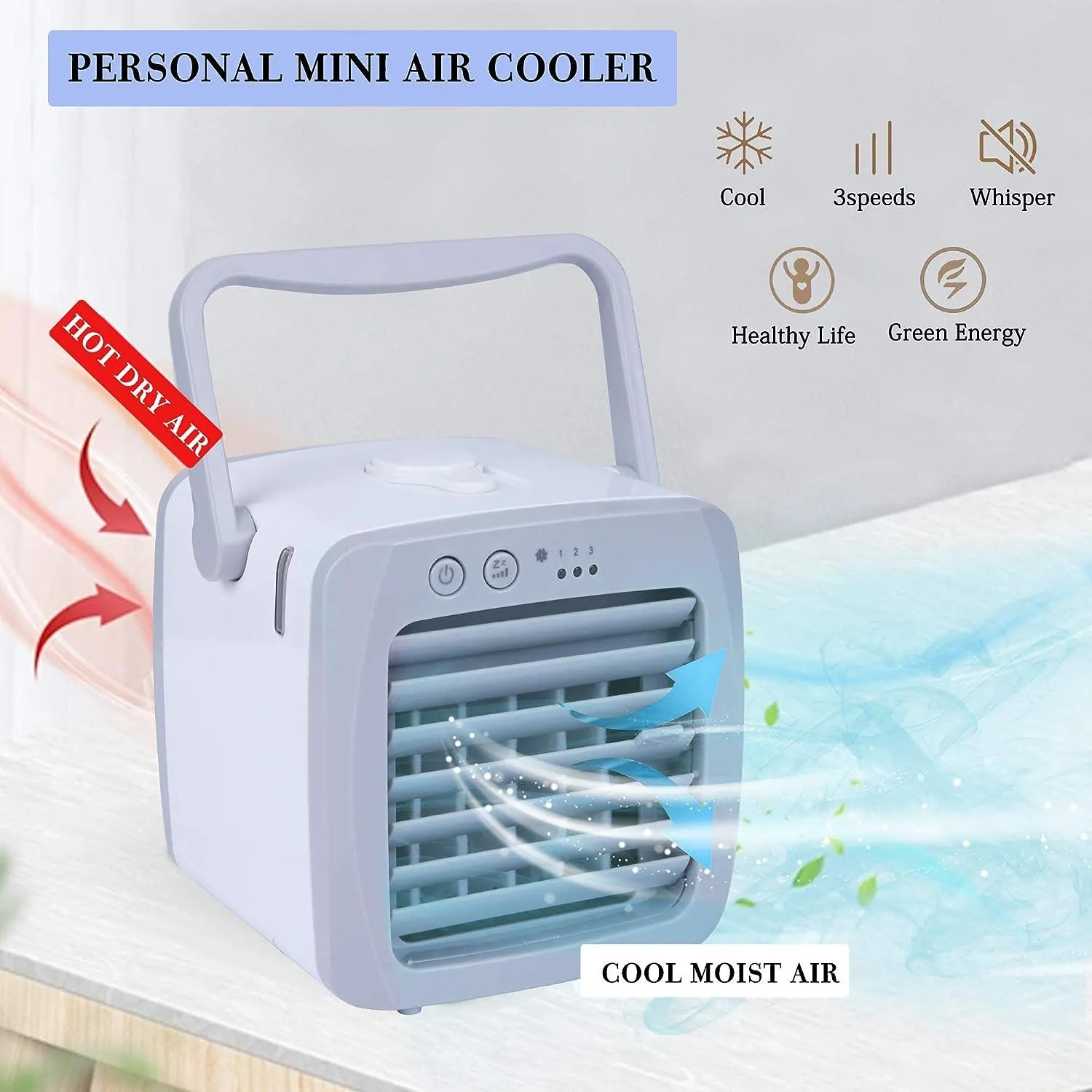 Portable Mini Air Conditioner Fan with Handle Mini Evaporative Air Cooler Cooling Fan