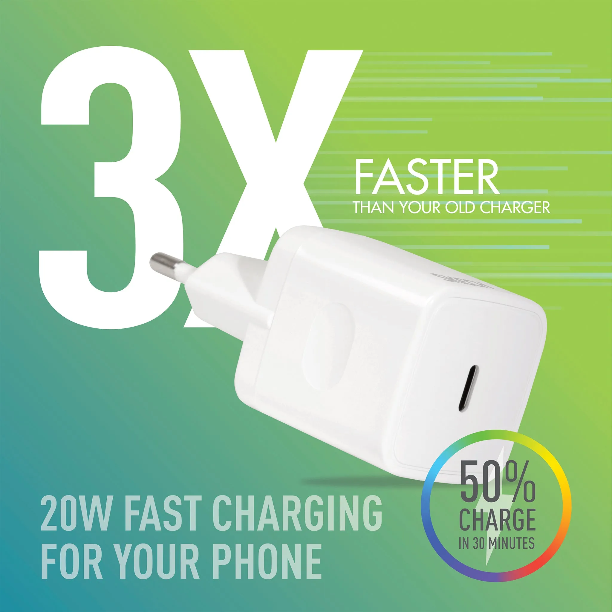 Power Delivery 20W travel charger with Type C Cable