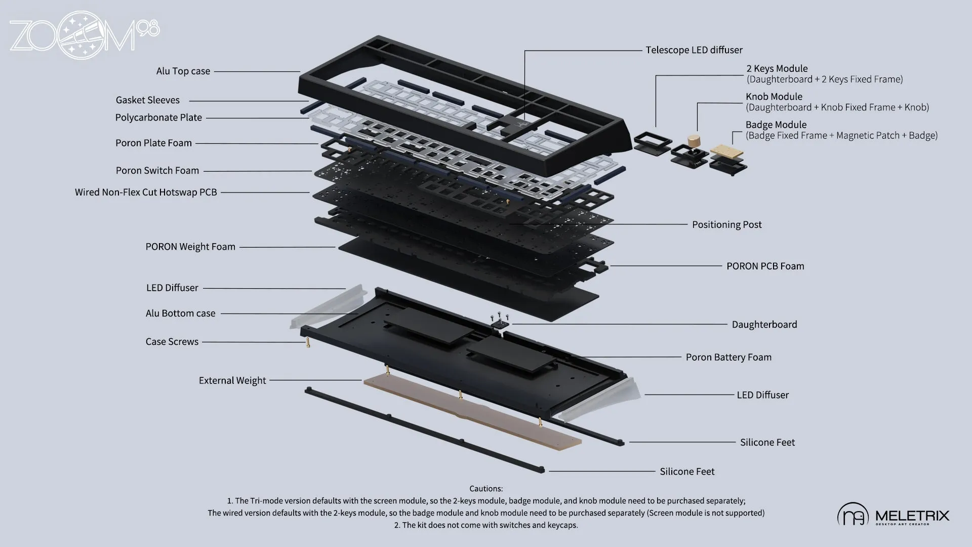 [Pre-Order] Meletrix Zoom98 - Barebones Keyboard Kit [Batch 2]