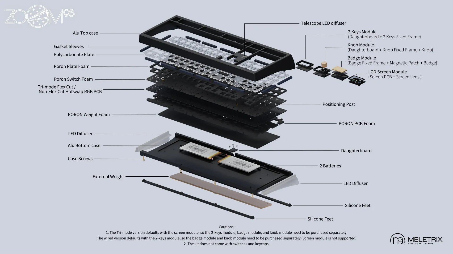 [Pre-Order] Meletrix Zoom98 - Barebones Keyboard Kit [Batch 2]