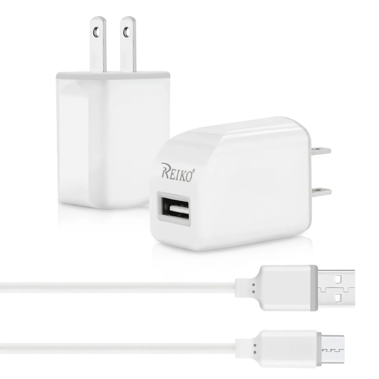 REIKO TYPE C TRAVEL CHARGER WITH DATA CABLE IN WHITE