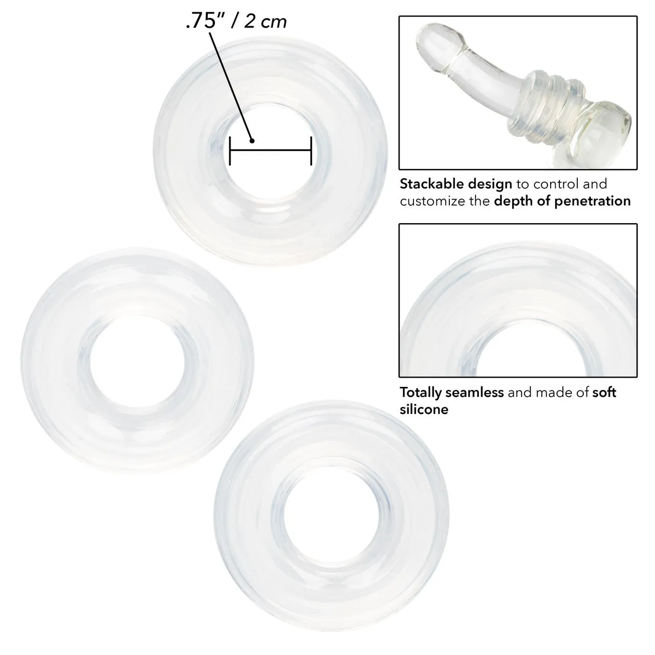 Rings! Stacker Silicone Cock Rings 3 Piece - Clear