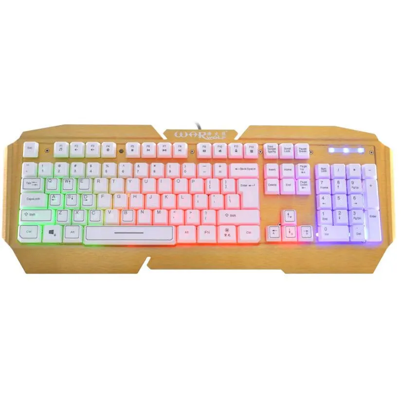 Standard Keyboard  USB Wired Illuminated Colorful LED Backlight Metal Gaming Keyboard For CS Gamer HIgh Quality Gift #201