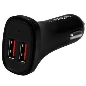 Startech.Com Dual Port Usb Car Charger - High Power 24W/4.8A - Black - 2-Port Usb Car Charger - Charge Two Tablets At On