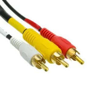 Stereo/VCR RCA Cable, 2 RCA (Audio)   RCA RG59 Video, Gold-plated Connectors, 12 foot