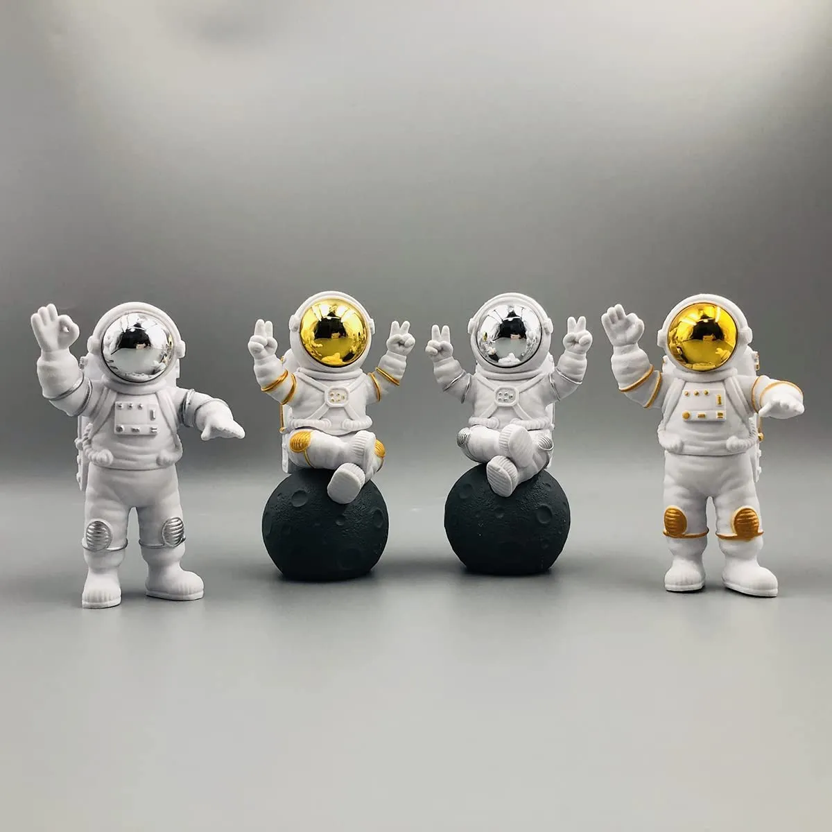 Street27® Cute Outer Space Astronaut Figurine Action Figure Toys Statue for Showpiece Home Living Room Decor Office Desktop Decoration Car Dashboard, Kids Birthday Party Gift, Resin