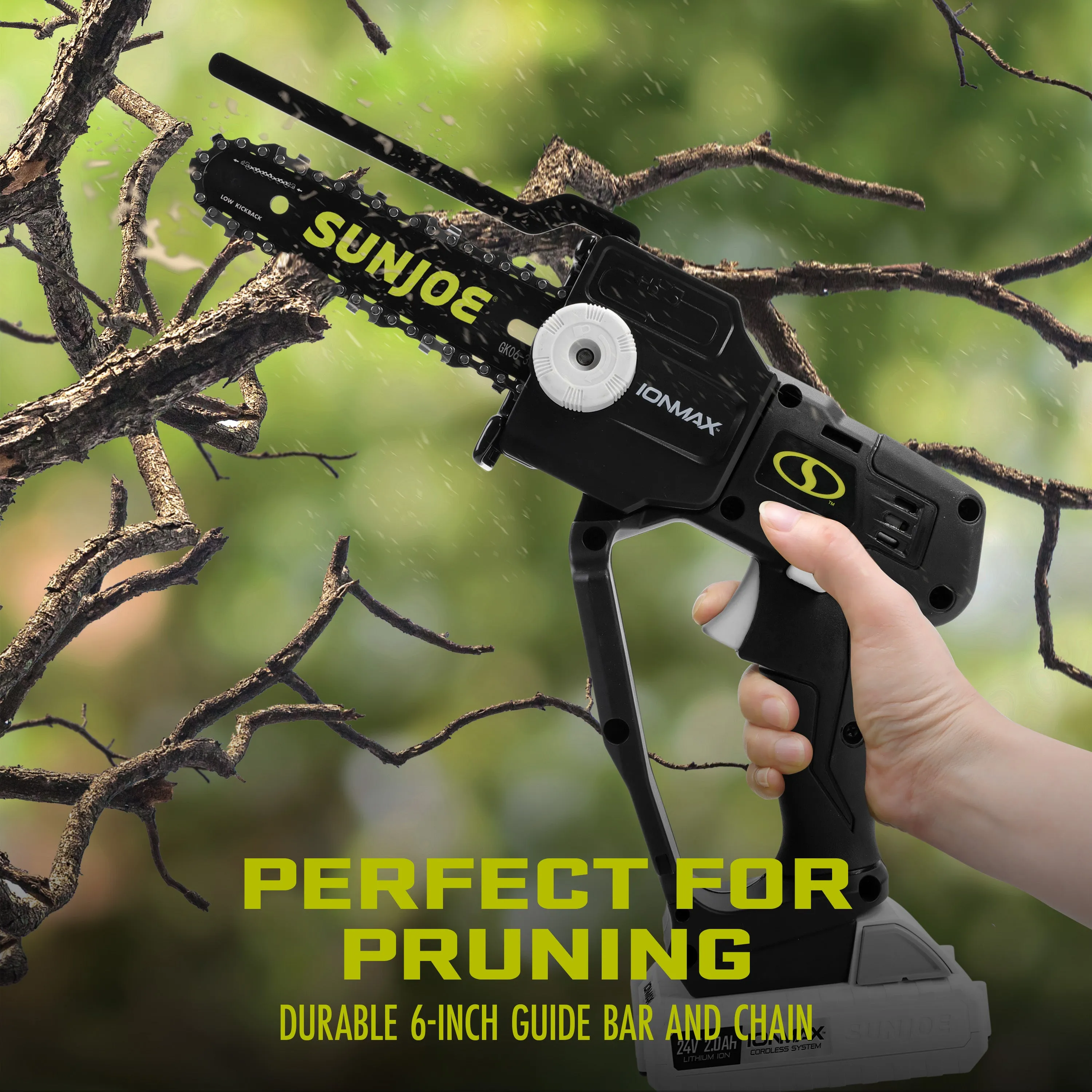 Sun Joe 24V-HCSWP-6-LTE 24-Volt* IONMAX Cordless Telescoping Pole Pruning Saw Kit | 4000 RPM | W/ 2.0-Ah Battery   Charger