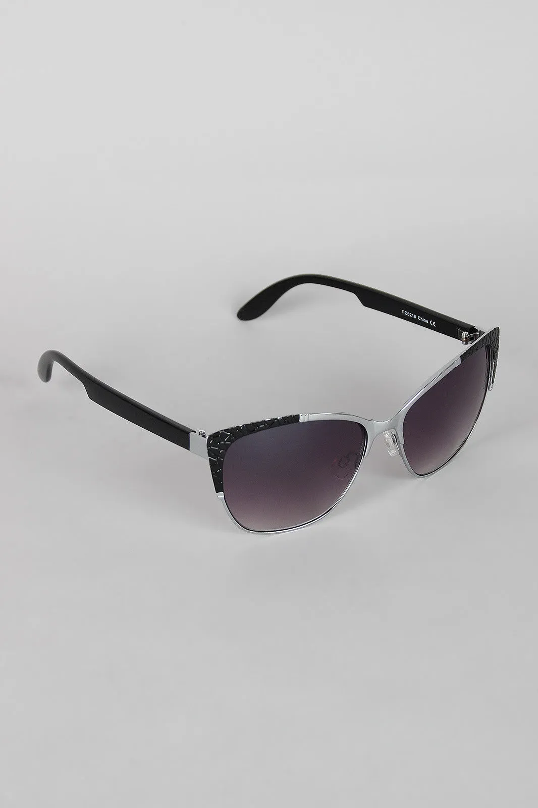 Textured Mod Semi-Rimless Sunglasses