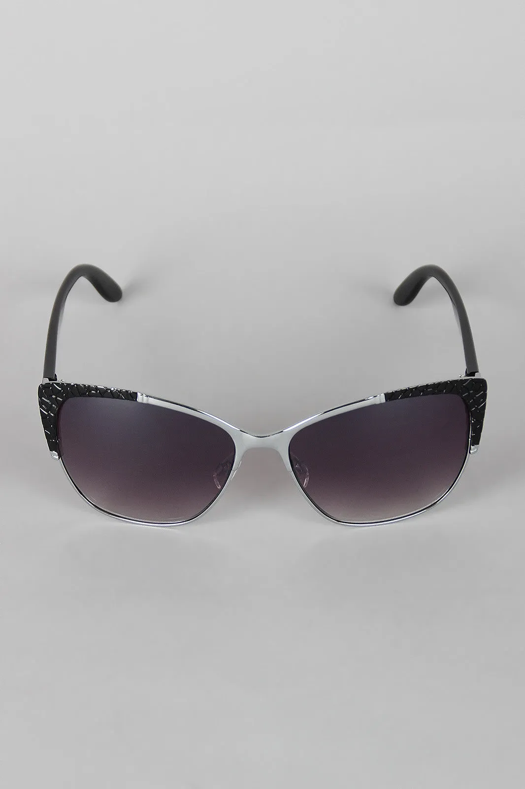 Textured Mod Semi-Rimless Sunglasses