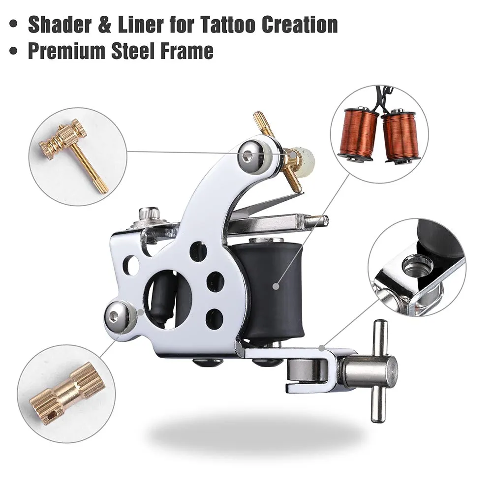 TheLAShop 2 Tattoo Machines Tattoo Kit w/ Power Supply 40 Inks