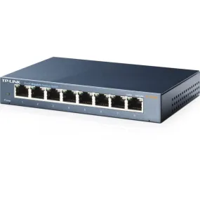 TP-LINK (TL-SG108) 8-Port Gigabit Unmanaged Desktop Switch, Steel Case, RJ45 Ethernet Switch Hub