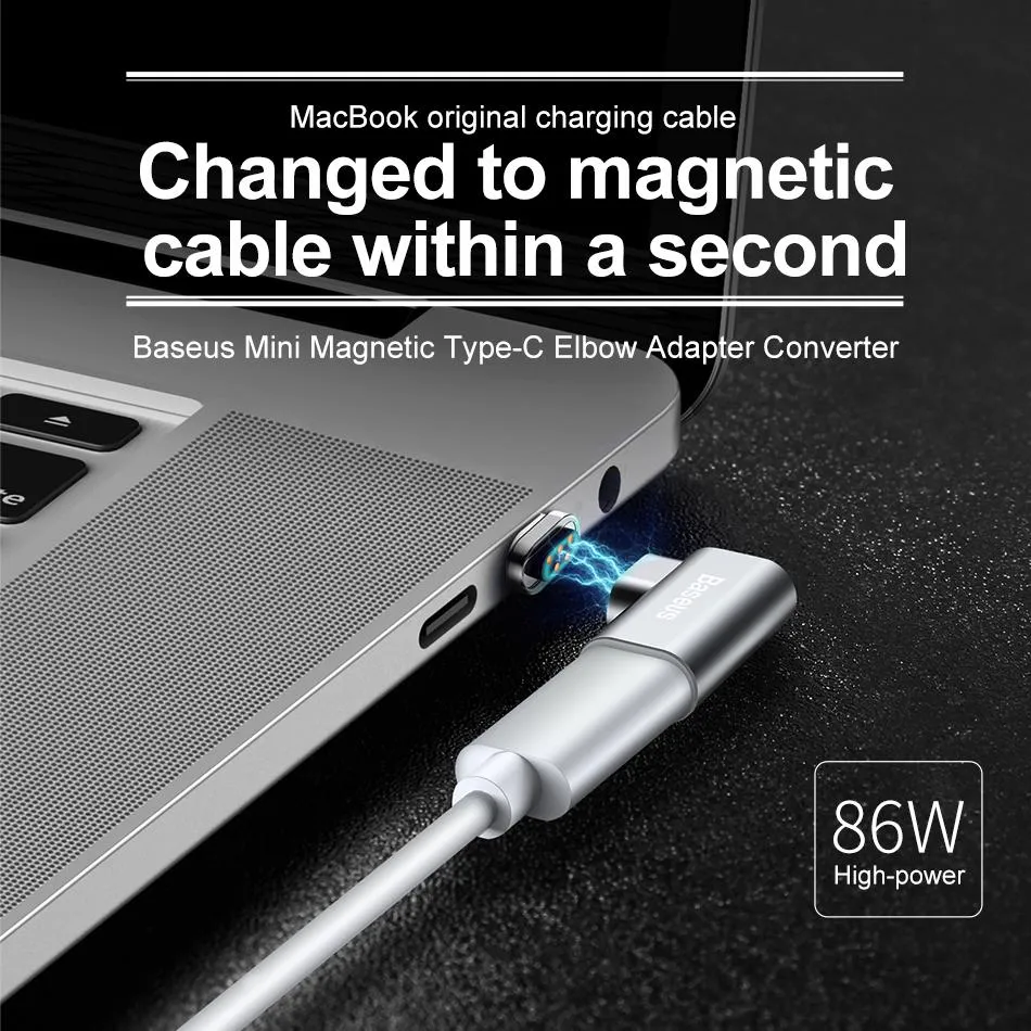 TYPE C Magnetic Elbow Charger Adapter For Macbook Pro Female to Male Type-C Cable Adapter Magnetic USB-C Plug Connector