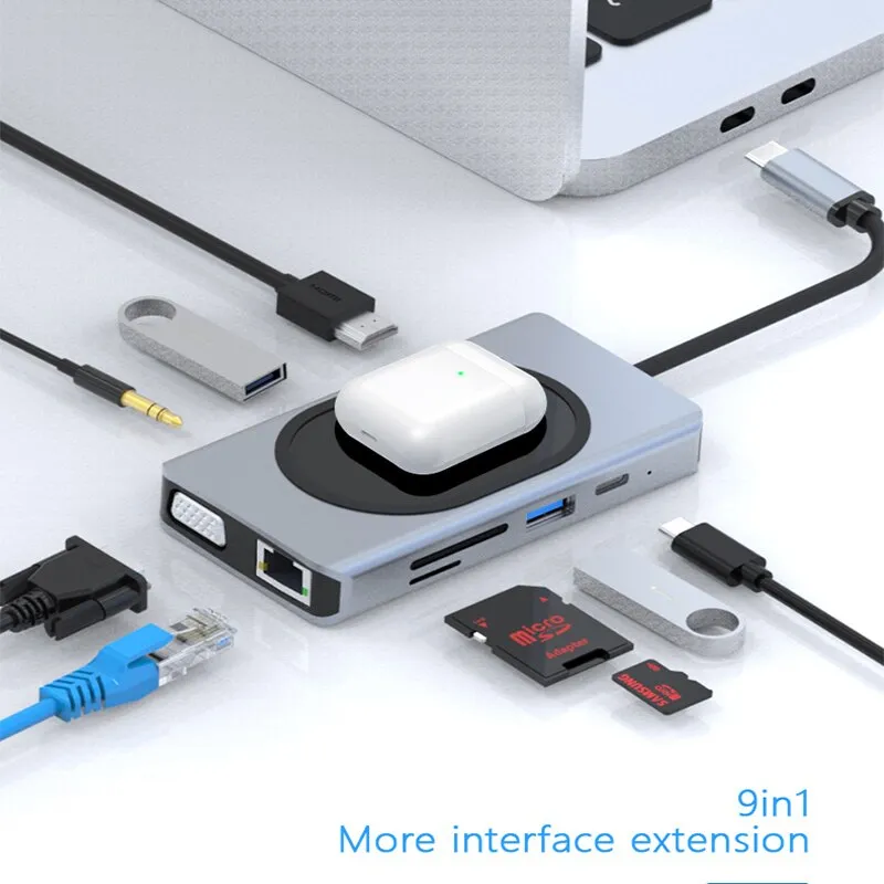 USB Type C Adapter For MacBook Pro with Wireless Charger