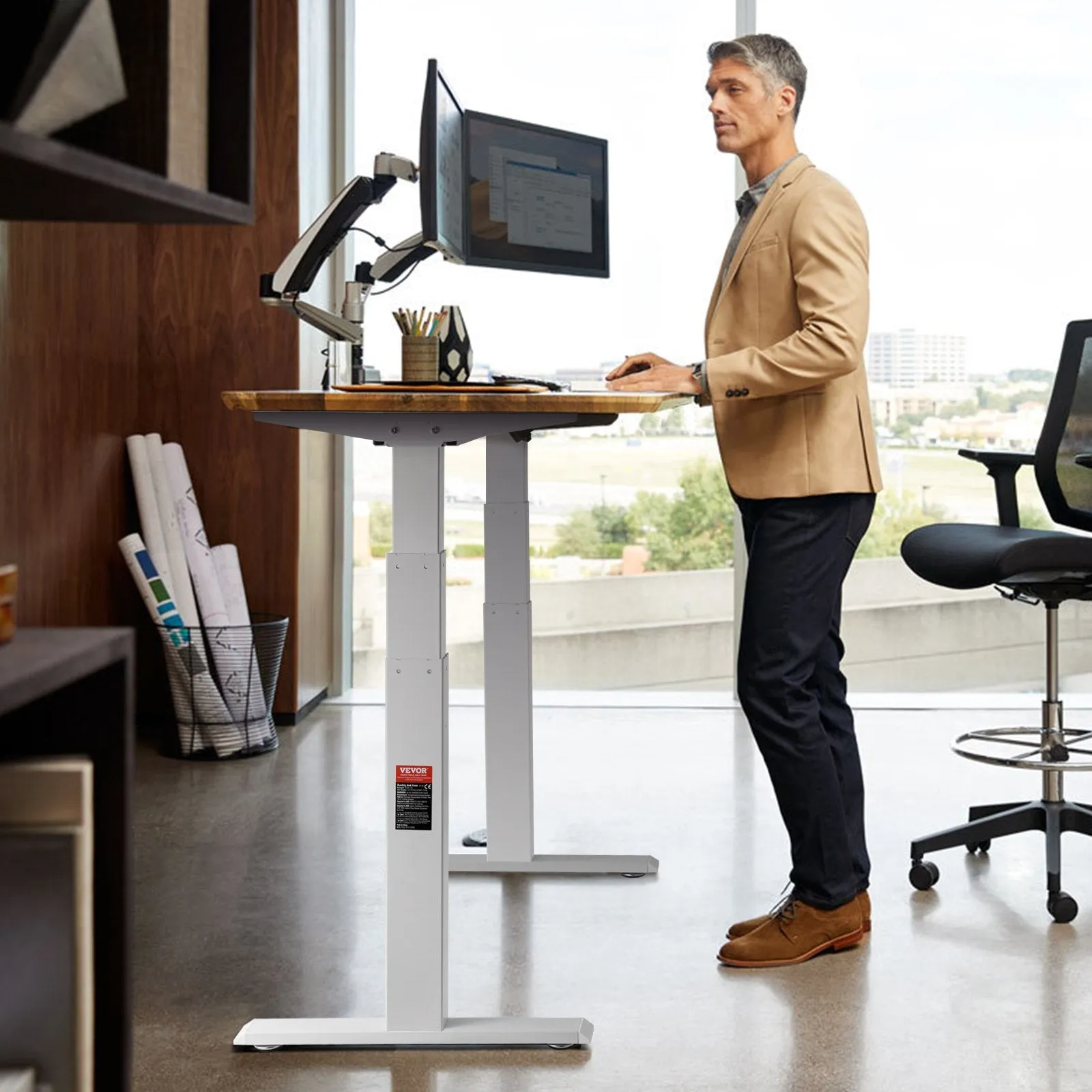 Vevor Standing Desk Frame Dual Motor Adjustable 26"-50.7" Height 43.3"-70" Length 3 Memory Presets New