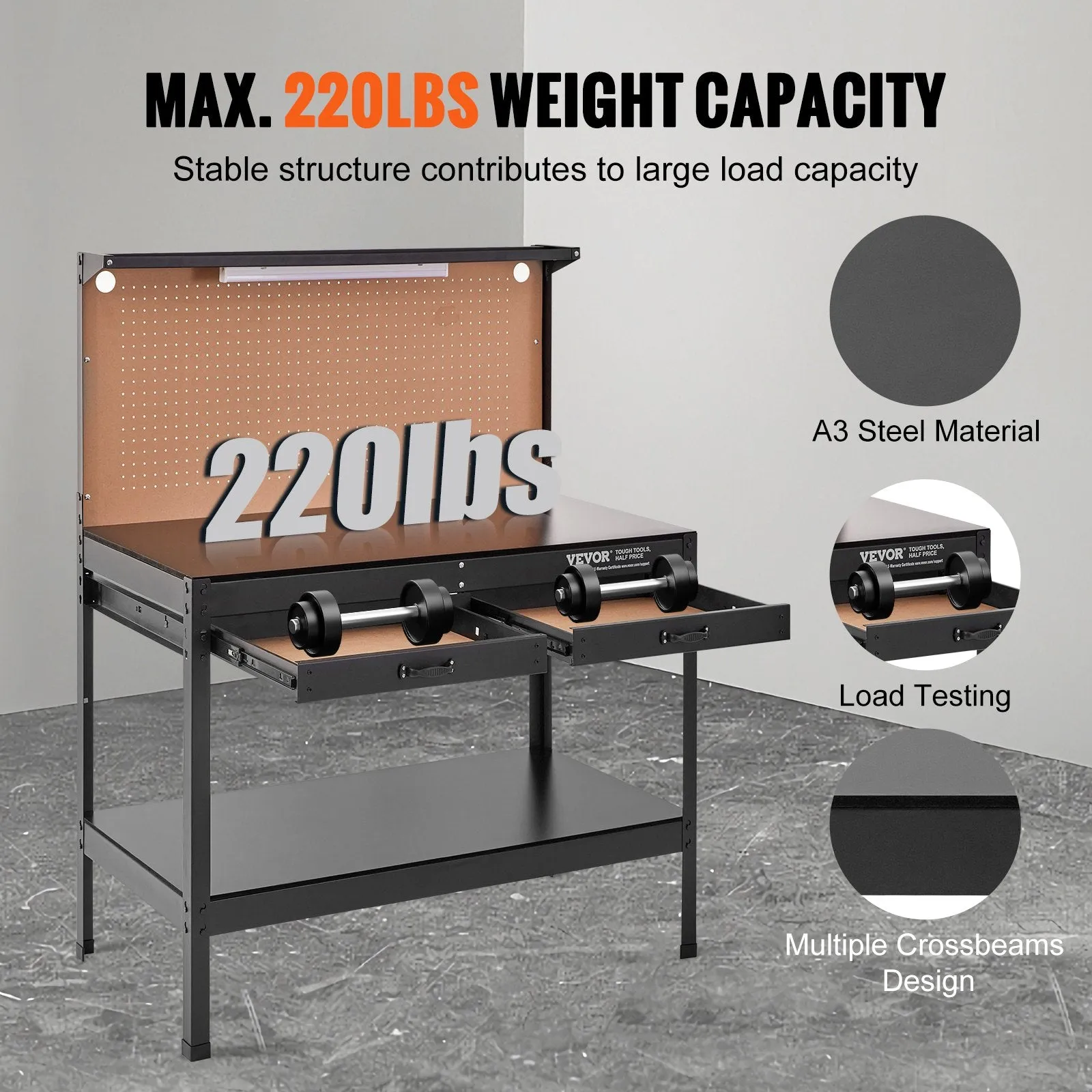 Vevor Workbench A3 Steel 1500W 220 lbs Weight Capacity New