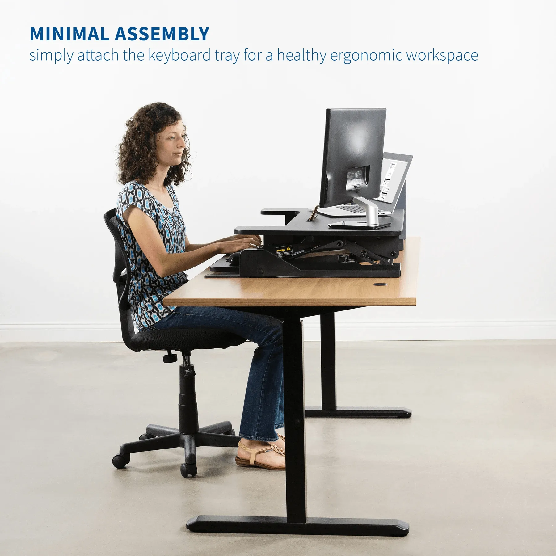 VIVO DESK-V000B Height-Adjustable Standing Desk Monitor Riser Tabletop Sit to Stand, Black