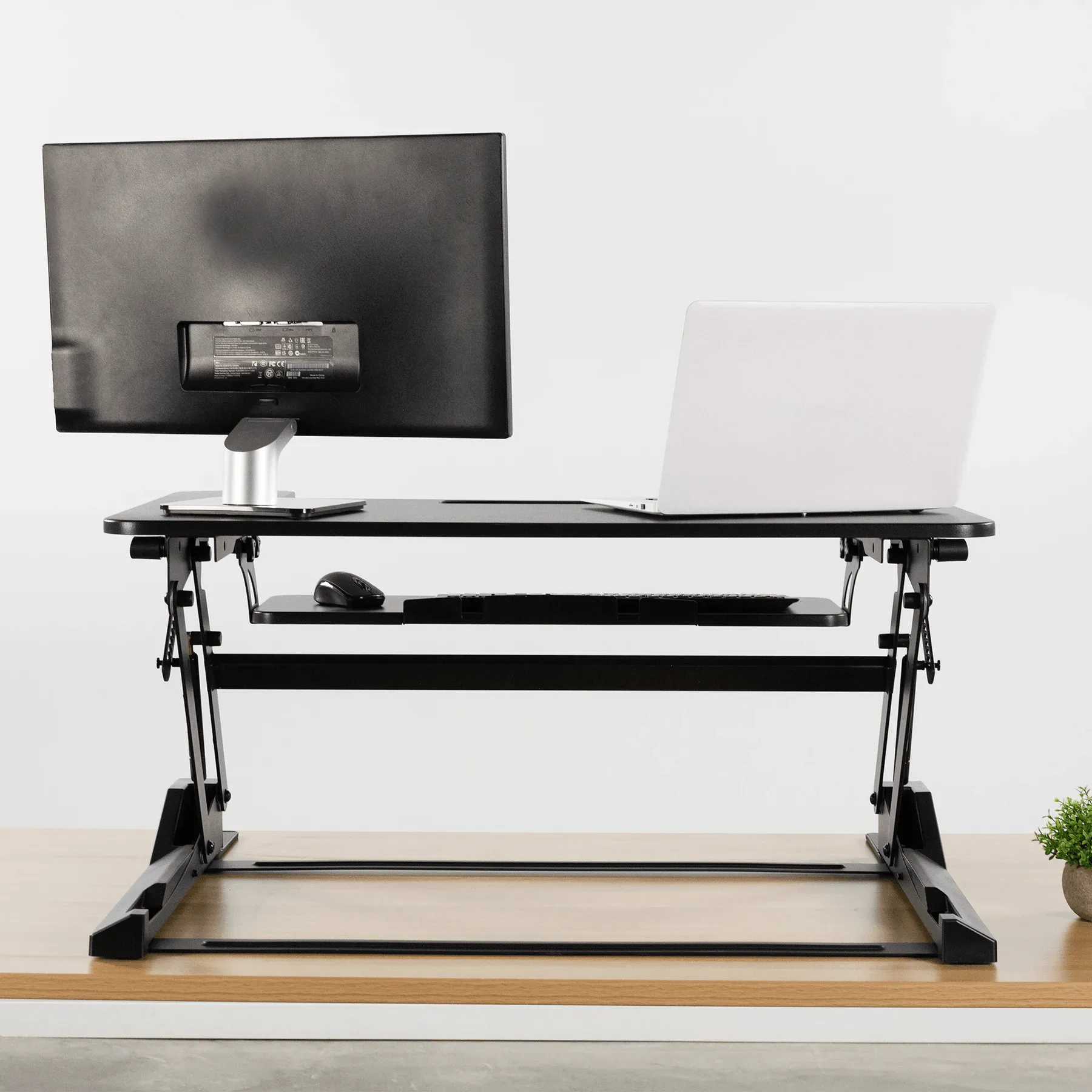 VIVO DESK-V000B Height-Adjustable Standing Desk Monitor Riser Tabletop Sit to Stand, Black