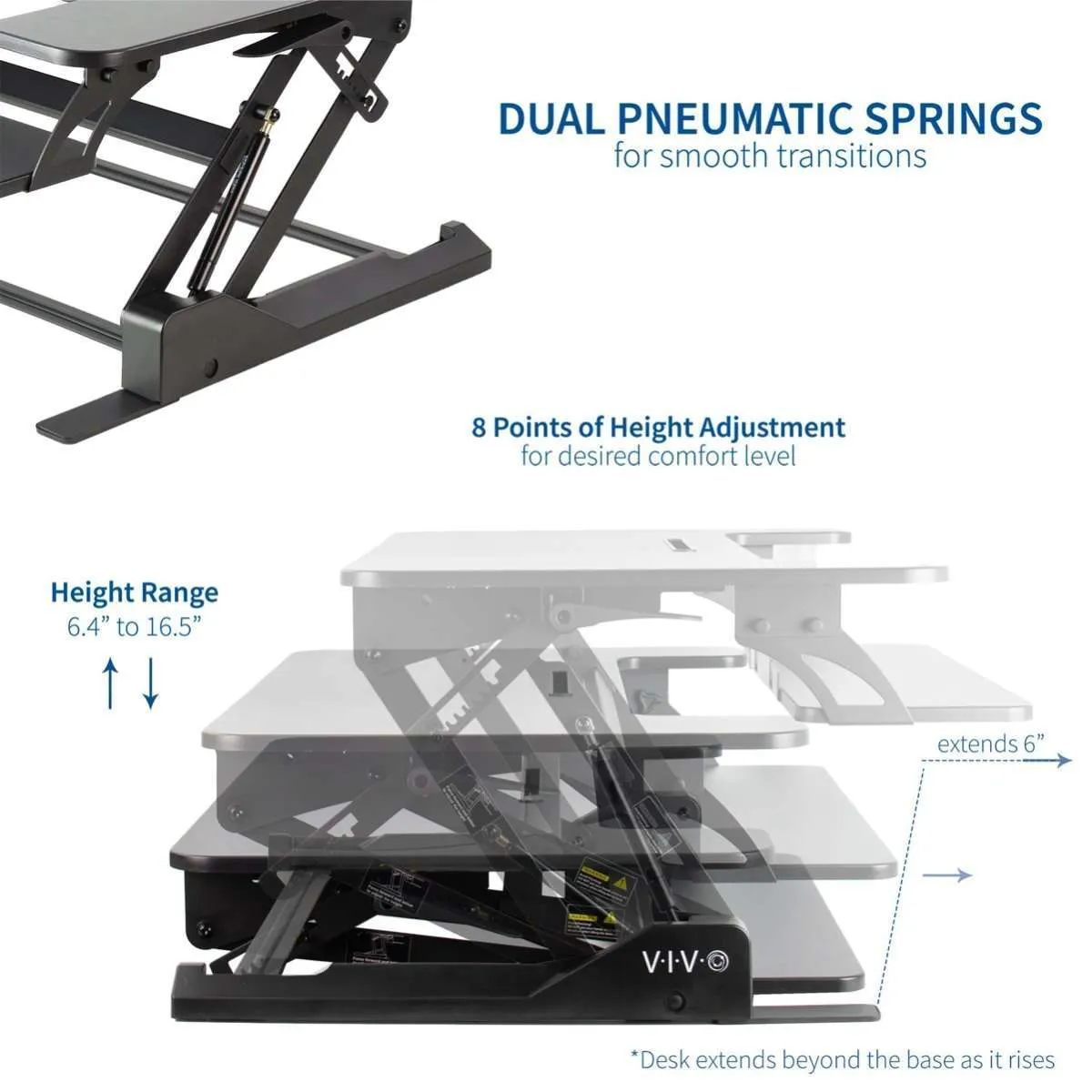 VIVO DESK-V000B Height-Adjustable Standing Desk Monitor Riser Tabletop Sit to Stand, Black