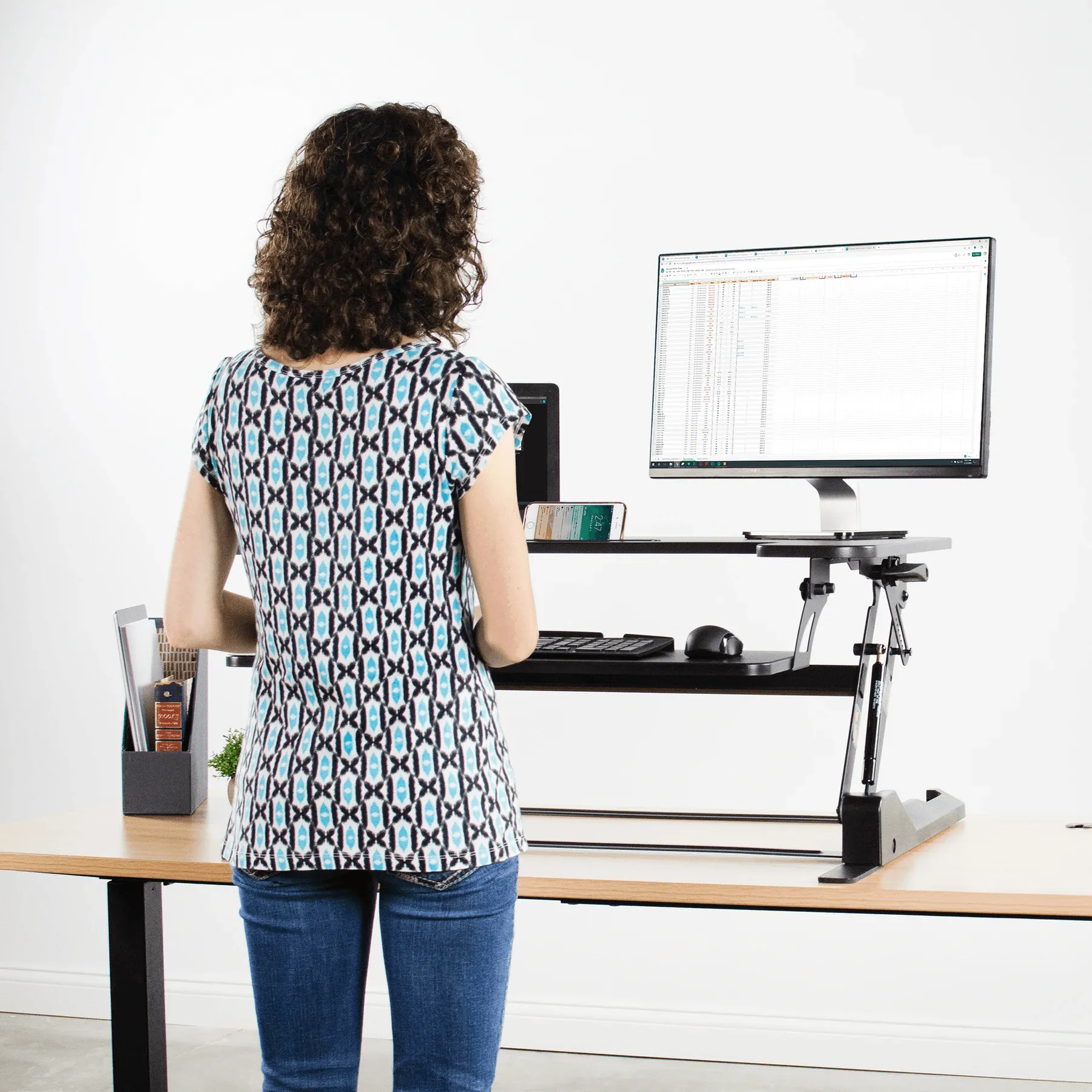 VIVO DESK-V000B Height-Adjustable Standing Desk Monitor Riser Tabletop Sit to Stand, Black