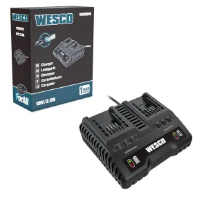 WESCO 2x 18V/ 2A Dual Port Battery Charger, WS9919