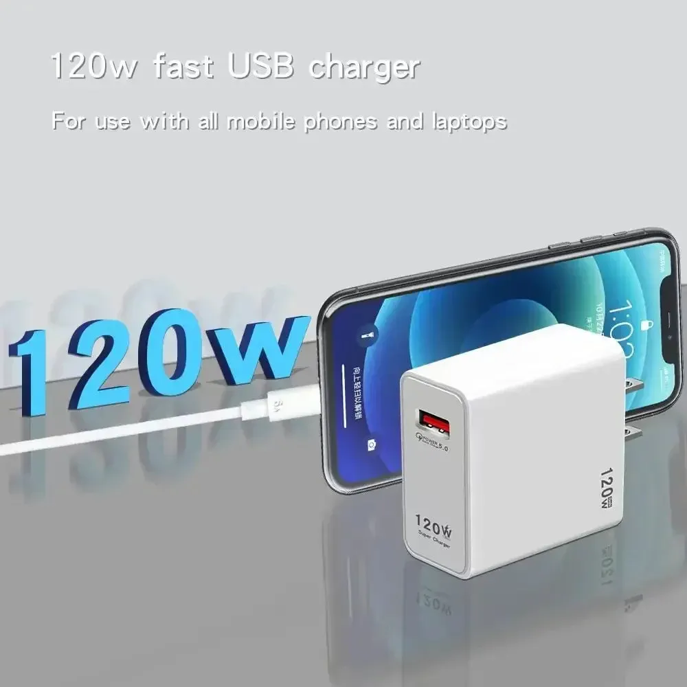 Xiaomi 120W Super Fast Charger 6A Cable USB 5.0 Type-C USB Turbo Charging Cable 120W MAX Fast Charging EU/US/UK iPhone Android