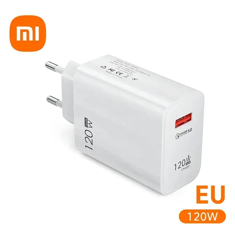 Xiaomi 120W Super Fast Charger 6A Cable USB 5.0 Type-C USB Turbo Charging Cable 120W MAX Fast Charging EU/US/UK iPhone Android