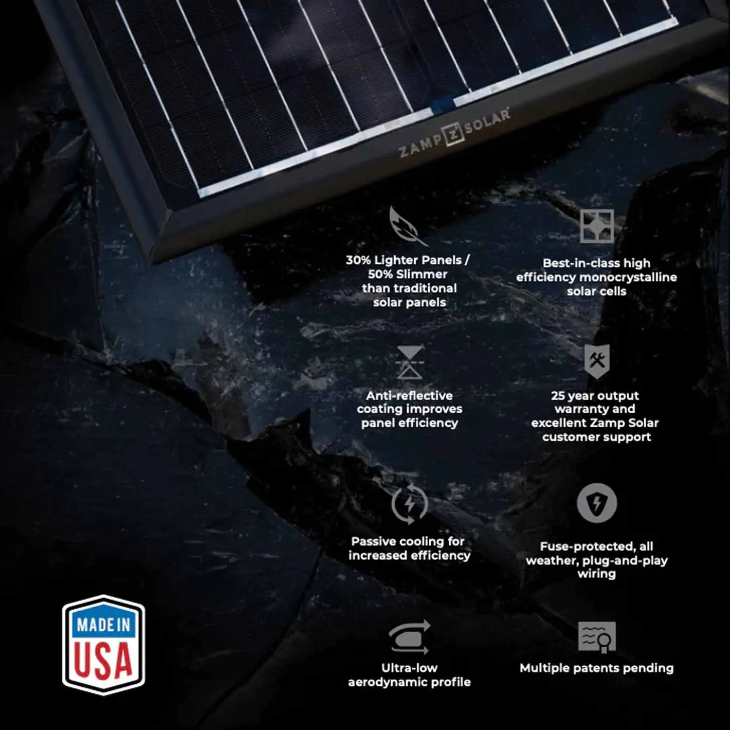 Zamp Solar OBSIDIAN® SERIES 25-Watt Trickle Charge Solar Panel Kit (Magnetic Mounts)