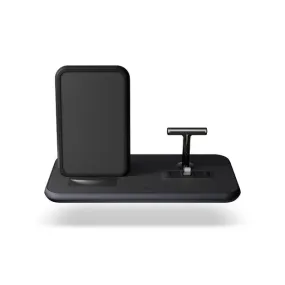 Zens 3-in-1 Aluminium Dual Wireless Charger Dock USB 10W (Black)