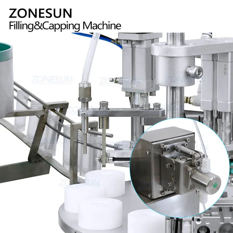 ZS-AFC16 Automatic Desktop Plastic Reagent Tube Solvent Ceramic Plunger Pump Liquid Test Tube Filling Capping Machine