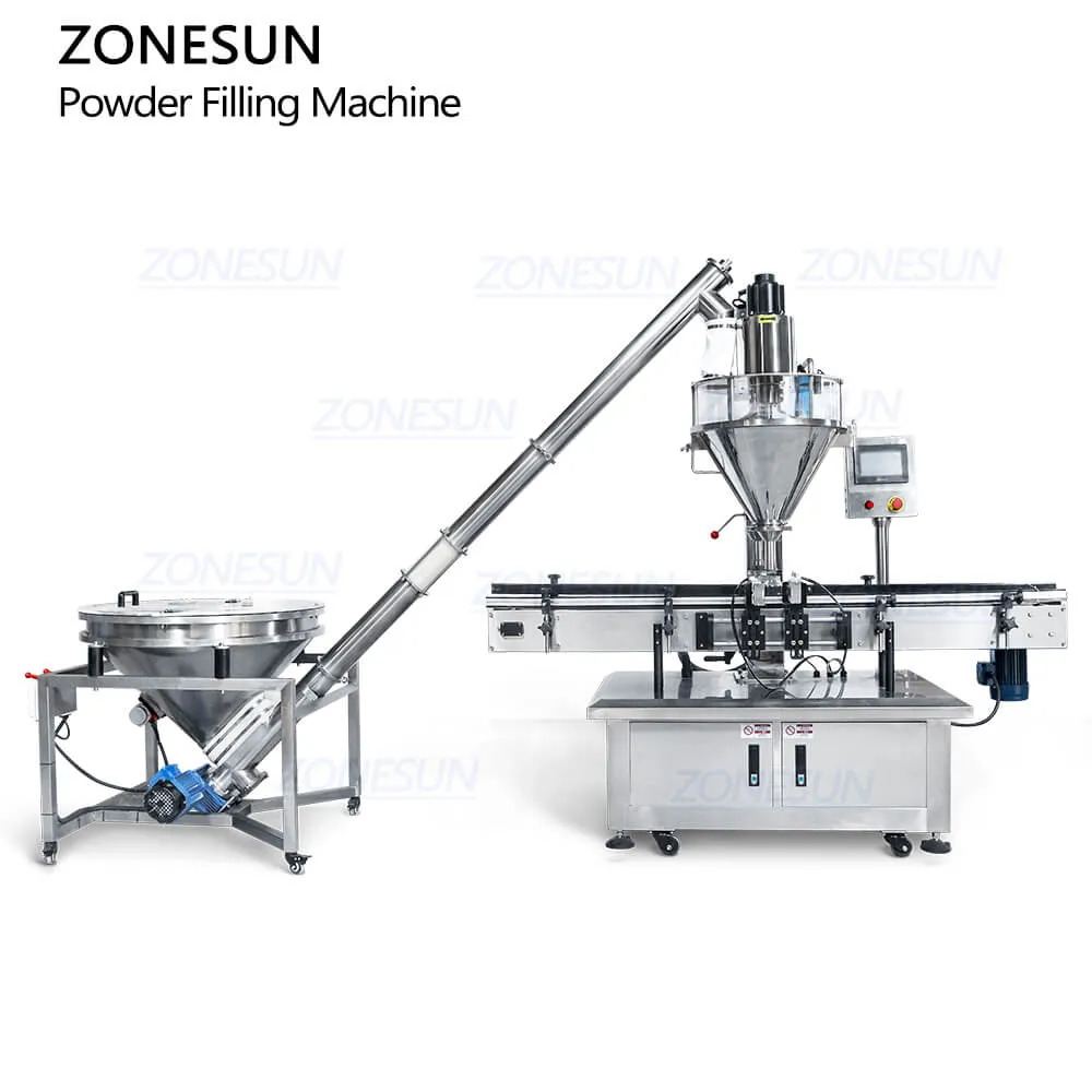 ZS-FM5A Automatic Auger Dry Milk Protein Powder Filler Talc Powder Bottle Filling Machine With Screw Conveyor Feeder